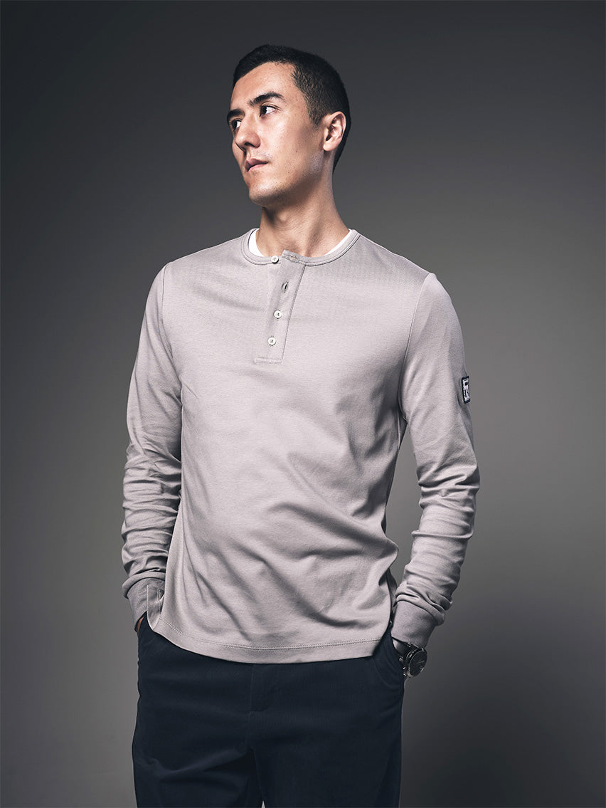 Gray henley hot sale shirt